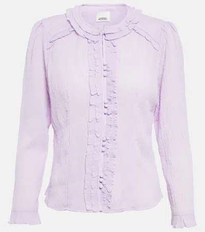 Isabel Marant Georgia Shirred Top In Violett