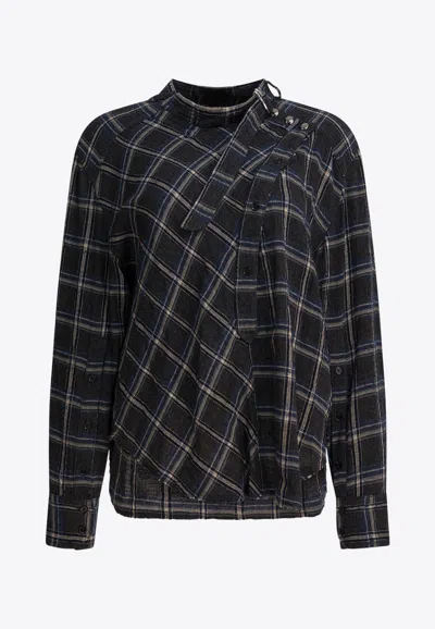 Isabel Marant Gerla Checked Blouse In Black