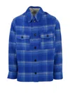 Isabel Marant Marant Navy Plaid Wool Gervon Jacket In Blu Elettrico