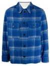 Isabel Marant Marant Navy Plaid Wool Gervon Jacket In Blue