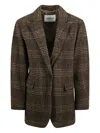 Isabel Marant Gesina Checked Single-button Blazer In Green