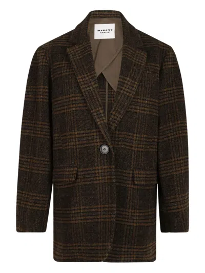 Isabel Marant Gesina Checkered Wool Blazer In Multi
