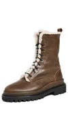 Isabel Marant Ghiso Shearling-lined Leather Ankle Boots In Vintage Brown