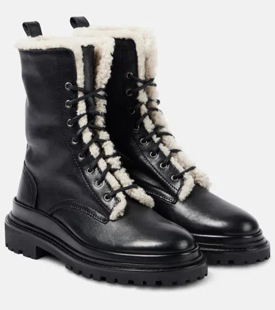 Isabel Marant Ghiso-gd Shearling-lined Leather Combat Boots In Black