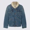 Isabel Marant Casual Jacket With Shearling Collar And Pockets In Blue