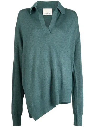 Isabel Marant Fine-knit Asymmetric Jumper In Blue