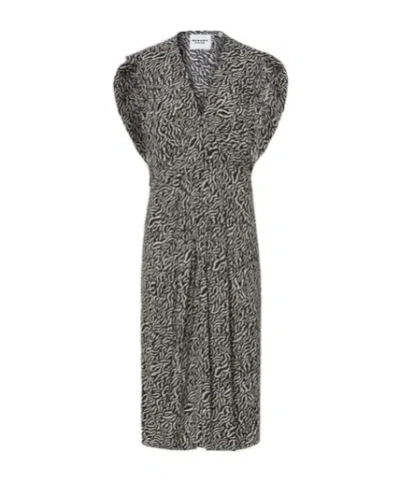 Isabel Marant Gilya V-neck Ruched Midi Dress In Multi