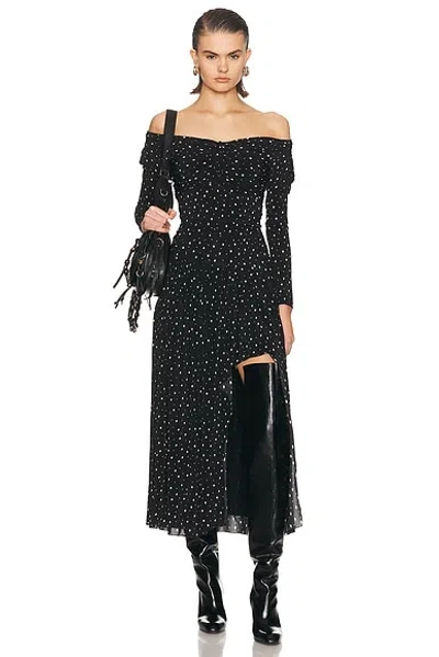 Isabel Marant X Giovana Off-shoulder Polka-dot Dress In Black