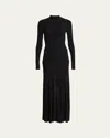 Isabel Marant Gisole Long-sleeve Drop-waist Pleated Skirt Maxi Dress In Black