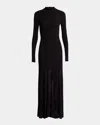 Isabel Marant Gisole Long-sleeve Drop-waist Pleated Skirt Maxi Dress In Black