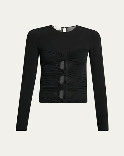 Isabel Marant Gladice Bow Cutout Jersey Top In Black