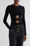 Isabel Marant Gladice Bow Cutout Long Sleeve Knit Top In Black