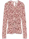 Isabel Marant Gladice Ruched Cutout Floral-print Stretch-jersey Top In Multi