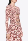 Isabel Marant Gladice Ruched Cutout Floral-print Stretch-jersey Top In Multi