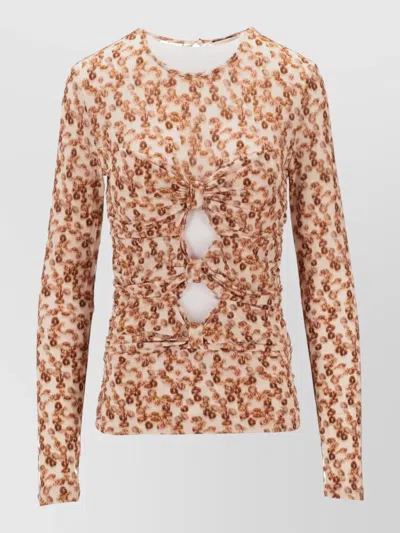 Isabel Marant Gladice Stretch Top Knotted Cut Out Ruched In Multi