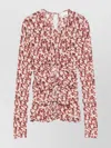 Isabel Marant Gladice Ruched Cutout Floral-print Stretch-jersey Top In Multi