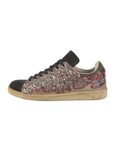 Pre-owned Isabel Marant Glitter Graphic Print Sneakers In Pink/silver