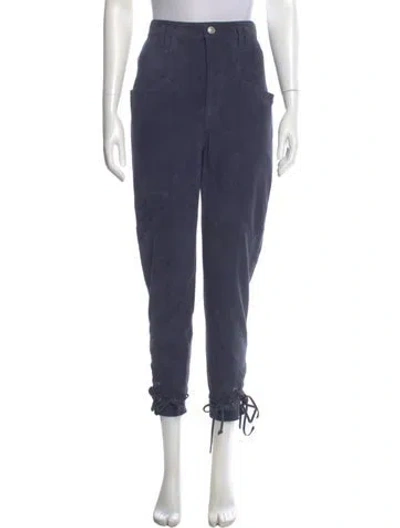 Pre-owned Isabel Marant Goat Leather Skinny Leg Pants In Blue