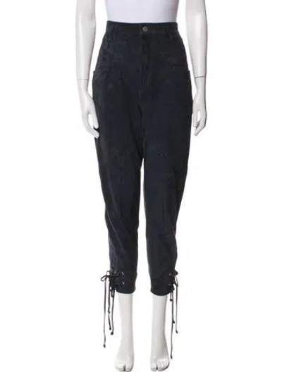 Pre-owned Isabel Marant Goat Leather Skinny Leg Pants In Blue