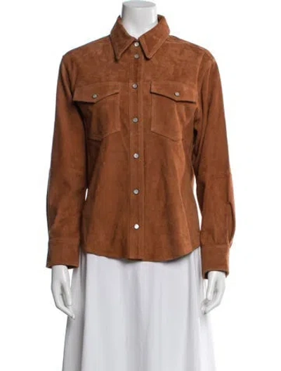 Pre-owned Isabel Marant Goat Leather Utility Jacket In Brown