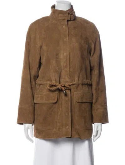 Pre-owned Isabel Marant Goat Leather Utility Jacket In Brown