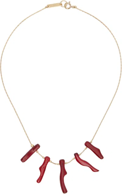Isabel Marant Gold Jolan Necklace In Red