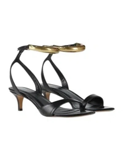 Isabel Marant Gold Kitten Heel Sandals In Black