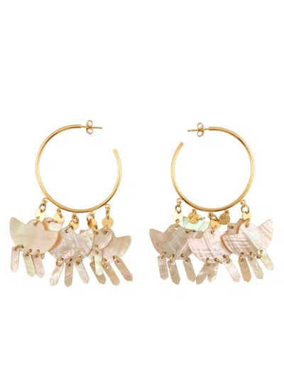 Isabel Marant Seashell Hoop Earrings And Butterfly Charms In Gold