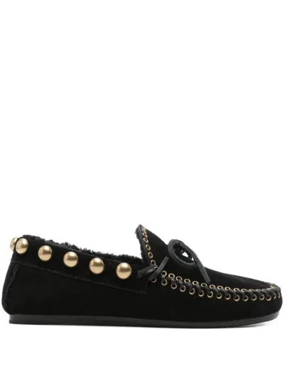 Isabel Marant Gold-stud Embellished Loafers In Black