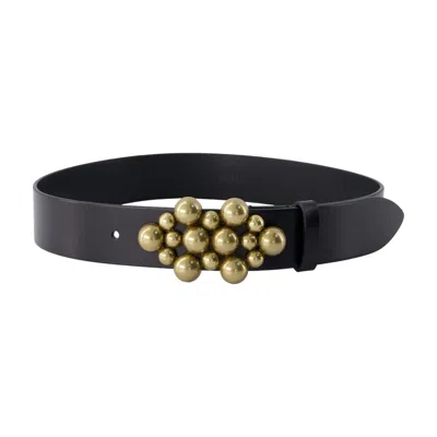 Isabel Marant Gold-studded Leather Belt In Black