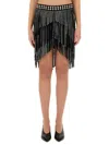Isabel Marant Carmelia Studded Fringed Mini Skirt In Black