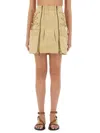 Isabel Marant High-waisted Drawstring Mini Skirt With Side Pockets In Beige
