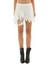 Isabel Marant High Waist Mini Skirt With Lace Detail In White
