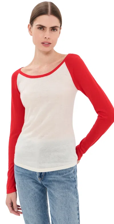 Isabel Marant Grace Cashmere Top Ecru/red In White