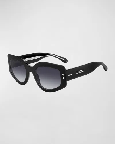 Isabel Marant Gradient Acetate Cat-eye Sunglasses In Black/grey Shaded