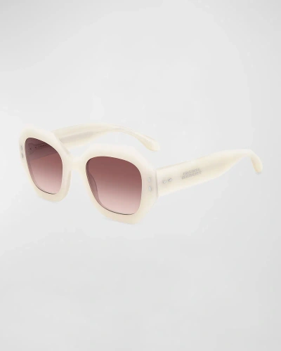 Isabel Marant Gradient Acetate Square Sunglasses In White