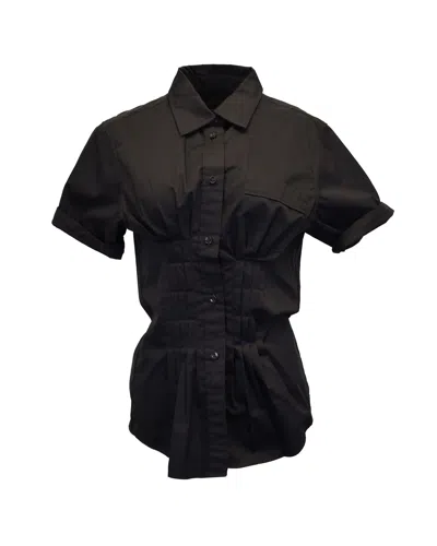 Isabel Marant Gramy Pintucked Button Front Shirt In Black Cotton