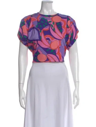 Pre-owned Isabel Marant Graphic Print Crew Neck Crop Top In Purple