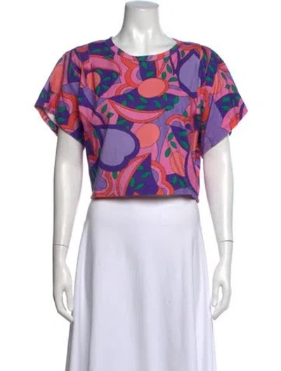 Pre-owned Isabel Marant Graphic Print Crew Neck Crop Top In Purple