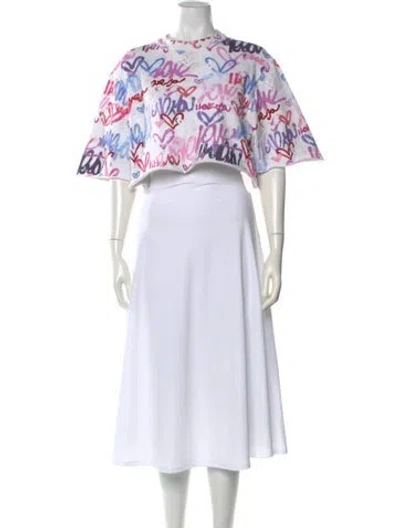 Pre-owned Isabel Marant Graphic Print Crew Neck Crop Top In White