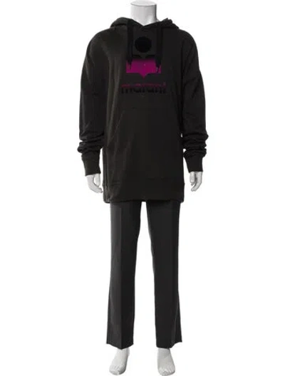 Pre-owned Isabel Marant Graphic Print Crew Neck Hoodie In Black