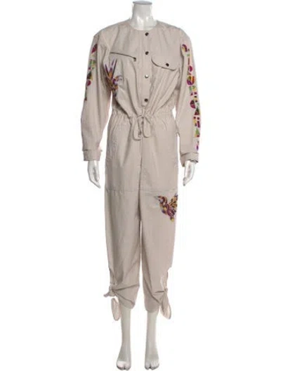 Pre-owned Isabel Marant Graphic Print Crew Neck Jumpsuit W/ Tags In Neutral