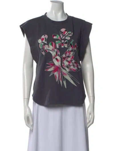 Pre-owned Isabel Marant Graphic Print Crew Neck T-shirt In Gray
