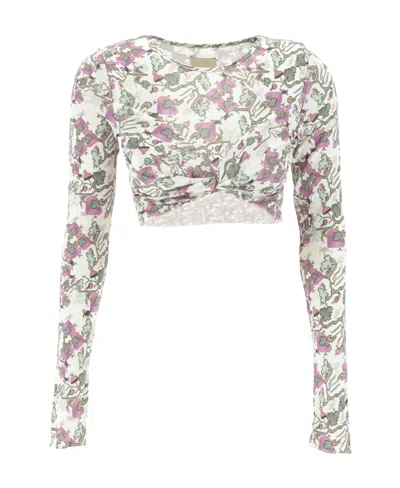 Isabel Marant Graphic-print Cropped Top In White