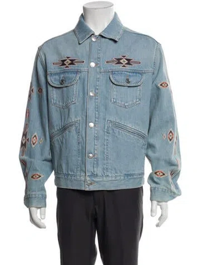 Pre-owned Isabel Marant Graphic Print Denim Jacket In Blue