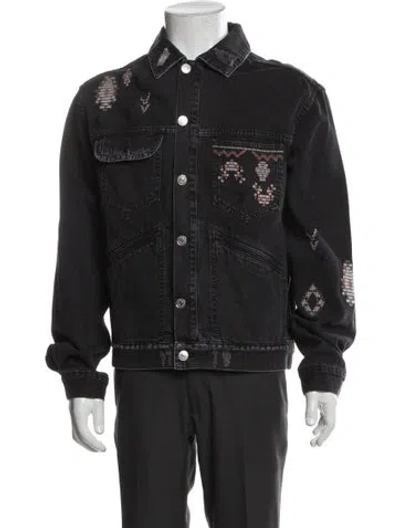 Pre-owned Isabel Marant Graphic Print Denim Jacket In Gray