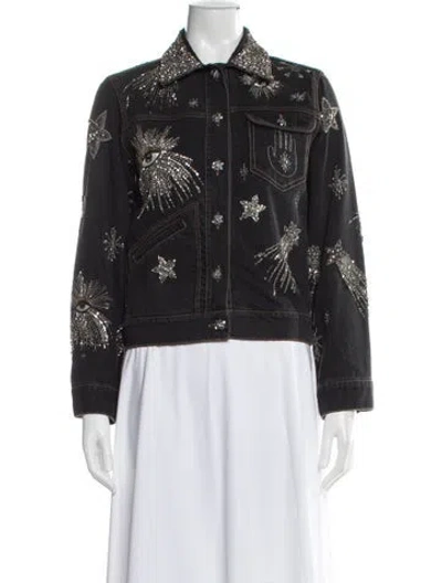 Pre-owned Isabel Marant Graphic Print Denim Jacket In Gray