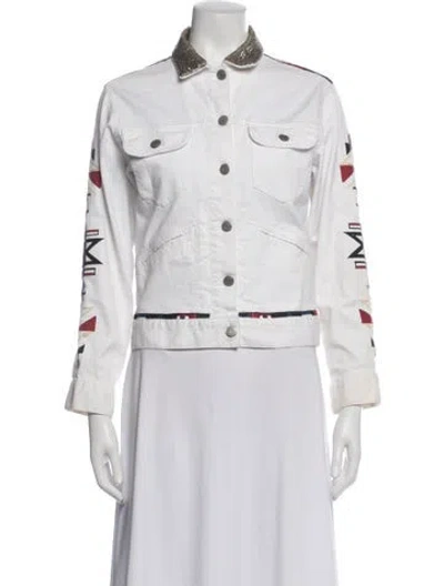 Pre-owned Isabel Marant Graphic Print Denim Jacket In White