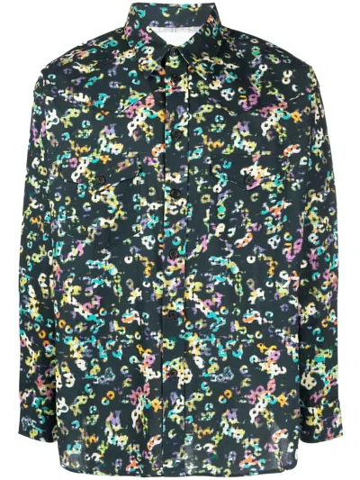 Isabel Marant Graphic-print Long-sleeved Shirt In Blau