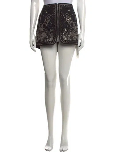 Pre-owned Isabel Marant Graphic Print Mini Skirt In Black